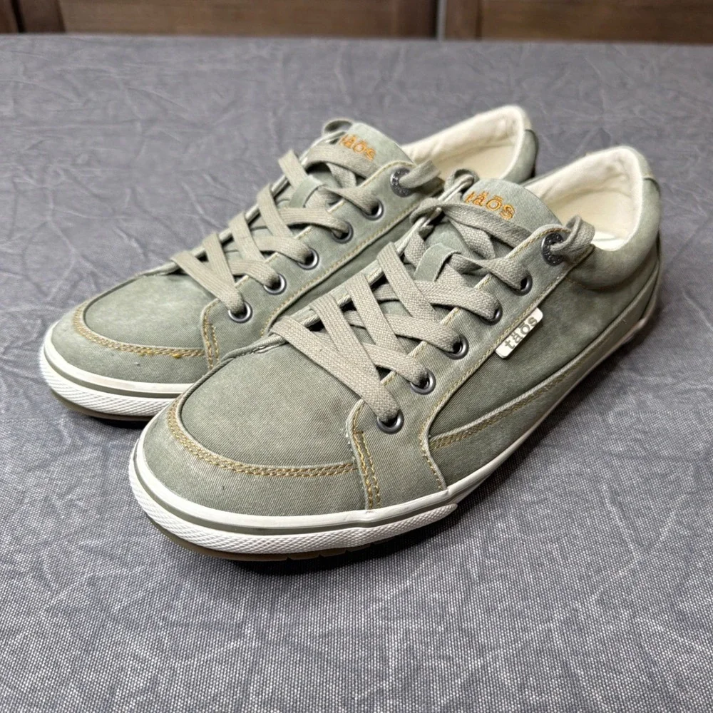 Taos Sneakers Womens 9 Moc Star Sage Green Canvas Lace Up MST-13482A EXCELLENT
